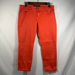 Lucky Brand Zoe Straight Crop Coral Orange Denim Jeans Comfort Stretch Size 8/29